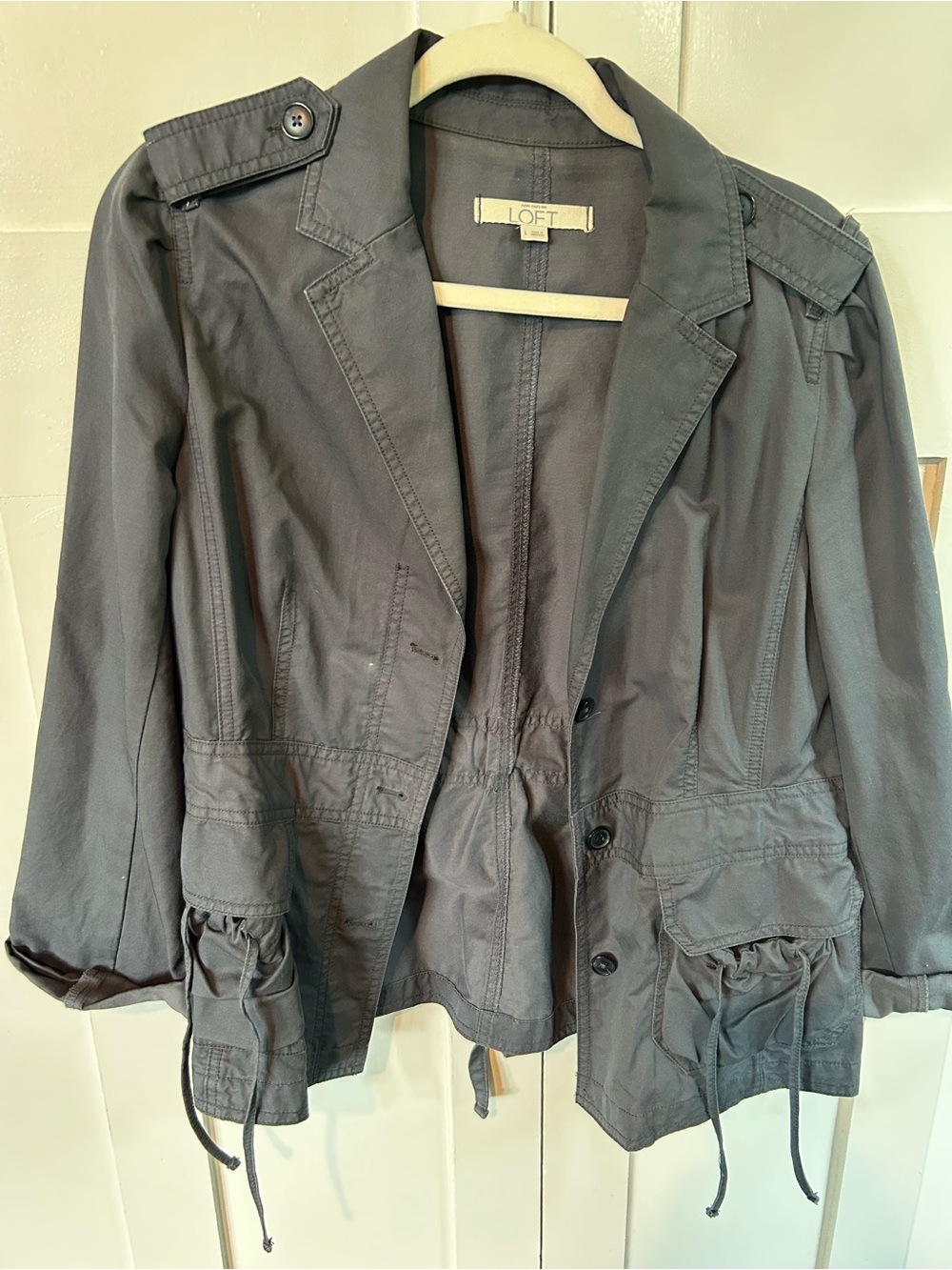 LOFT Lightweight Gray Field Jacket Size Women's Large